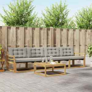 vidaXL Set de canapele de exterior 5 pcs Alb și gri deschis imagine