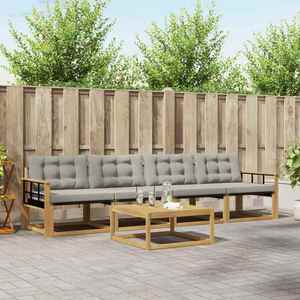 vidaXL Set de canapele de exterior 5 pcs Alb și gri deschis imagine