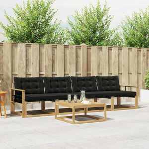 vidaXL Set de canapele de exterior 5 pcs Alb și negru 79 x 79 x 37 cm imagine