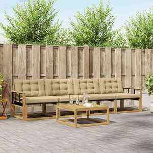 vidaXL Set de canapele de exterior 5 pcs Alb și Bej 79 x 79 x 37 cm imagine