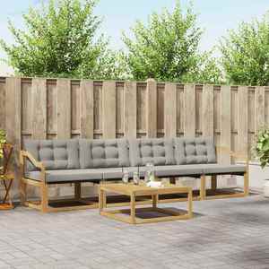 vidaXL Set de canapele de exterior 5 pcs Alb și gri deschis imagine