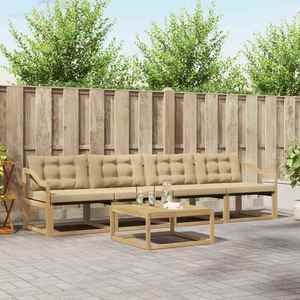 vidaXL Set de canapele de exterior 5 pcs Alb și Bej 79 x 79 x 37 cm imagine
