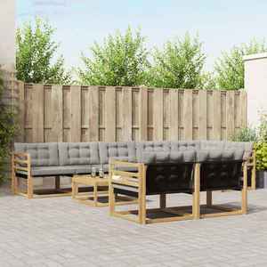 vidaXL Set de canapele de exterior 9 pcs Alb și gri deschis imagine