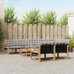 vidaXL Set de canapele de exterior 9 pcs Alb și gri deschis imagine