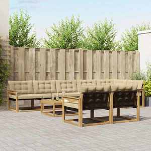 vidaXL Set de canapele de exterior 9 pcs Alb și Bej 79 x 79 x 37 cm imagine
