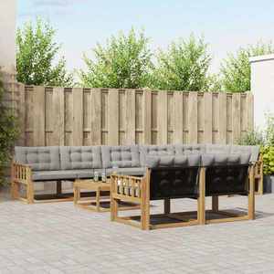 vidaXL Set de canapele de exterior 9 pcs Alb și gri deschis imagine