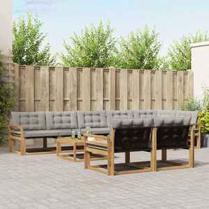 vidaXL Set de canapele de exterior 9 pcs Alb și gri deschis imagine