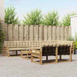vidaXL Set de canapele de exterior 9 pcs Alb și Bej 79 x 79 x 37 cm imagine