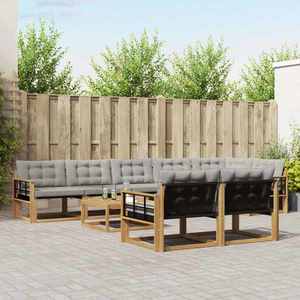 vidaXL Set de canapele de exterior 9 pcs Alb și gri deschis imagine