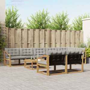 vidaXL Set de canapele de exterior 9 pcs Alb și gri deschis imagine