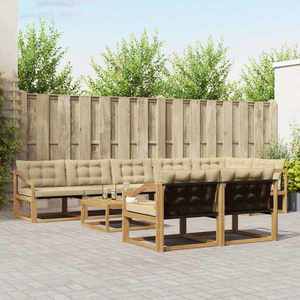 vidaXL Set de canapele de exterior 9 pcs Alb și Bej 79 x 79 x 37 cm imagine