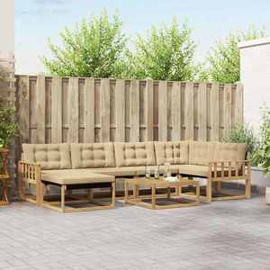 vidaXL Set de canapele de exterior 7 pcs Alb și Bej 79 x 79 x 37 cm imagine