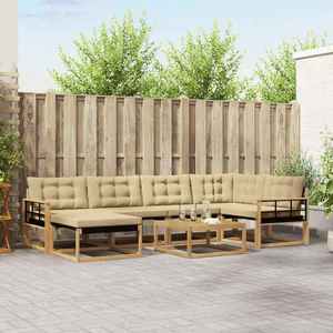 vidaXL Set de canapele de exterior 7 pcs Alb și Bej 79 x 79 x 37 cm imagine