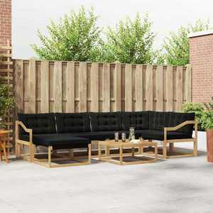 vidaXL Set de canapele de exterior 7 pcs Alb și negru 79 x 79 x 37 cm imagine