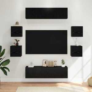 vidaXL Set comodă TV 8 pcs 120 x 30 x 30 cm Stejar Negru imagine