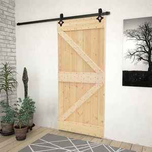 vidaXL Ușă glisantă Natural și Negru 80 x 210 cm Lemn masiv de pin imagine