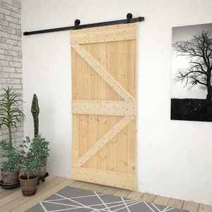 vidaXL Ușă glisantă Natural și Negru 80 x 210 cm Lemn masiv de pin imagine