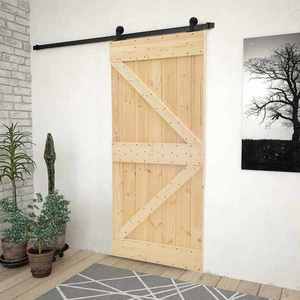 vidaXL Ușă glisantă Natural și Negru 80 x 210 cm Lemn masiv de pin imagine