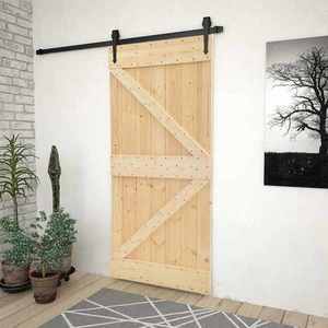 vidaXL Ușă glisantă Natural și Negru 90 x 210 cm Lemn masiv de pin imagine