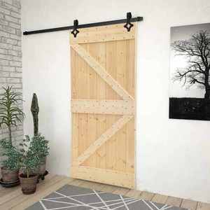 vidaXL Ușă glisantă Natural și Negru 90 x 210 cm Lemn masiv de pin imagine