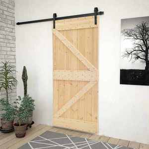 vidaXL Ușă glisantă Natural și Negru 100 x 210 cm Lemn masiv de pin imagine
