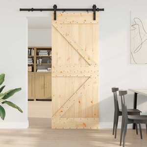 vidaXL Ușă glisantă NARVIK Natural și Negru 85 x 210 cm (152, 5 cm) imagine