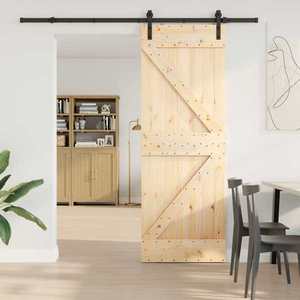 vidaXL Ușă glisantă NARVIK Natural și Negru 70 x 210 cm (213, 5 cm) imagine