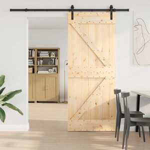 vidaXL Ușă glisantă NARVIK Natural și Negru 85 x 210 cm (213, 5 cm) imagine
