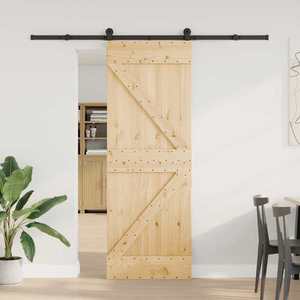 vidaXL Ușă glisantă NARVIK Natural și Negru 70 x 210 cm (213, 5 cm) imagine