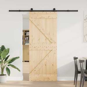 vidaXL Ușă glisantă NARVIK Natural și Negru 85 x 210 cm (213, 5 cm) imagine