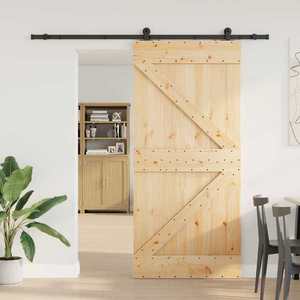 vidaXL Ușă glisantă NARVIK Natural și Negru 100 x 210 cm (213, 5 cm) imagine