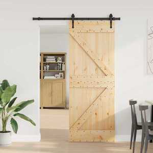 vidaXL Ușă glisantă NARVIK Natural și Negru 80 x 210 cm (152, 5 cm) imagine