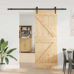 vidaXL Ușă glisantă NARVIK Natural și Negru 80 x 210 cm (213, 5 cm) imagine