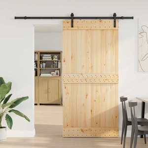 vidaXL Ușă glisantă NARVIK Natural și Negru 100 x 210 cm (213, 5 cm) imagine