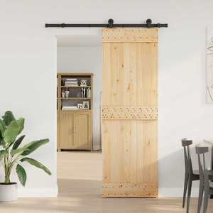 vidaXL Ușă glisantă NARVIK Natural și Negru 70 x 210 cm (152, 5 cm) imagine