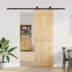 vidaXL Ușă glisantă NARVIK Natural și Negru 70 x 210 cm (213, 5 cm) imagine
