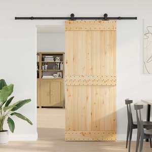 vidaXL Ușă glisantă NARVIK Natural și Negru 90 x 210 cm (213, 5 cm) imagine