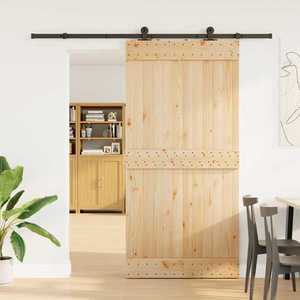 vidaXL Ușă glisantă NARVIK Natural și Negru 100 x 210 cm (213, 5 cm) imagine