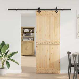 vidaXL Ușă glisantă NARVIK Natural și Negru 80 x 210 cm (213, 5 cm) imagine