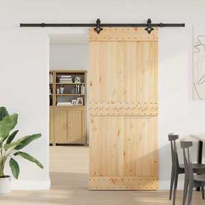 vidaXL Ușă glisantă NARVIK Natural și Negru 90 x 210 cm (213, 5 cm) imagine