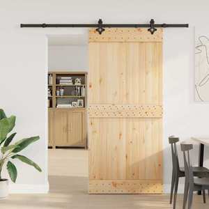 vidaXL Ușă glisantă NARVIK Natural și Negru 95 x 210 cm (213, 5 cm) imagine
