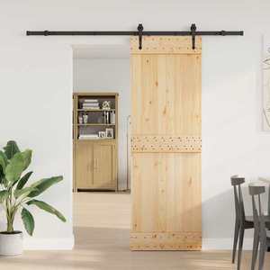 vidaXL Ușă glisantă NARVIK Natural și Negru 70 x 210 cm (213, 5 cm) imagine