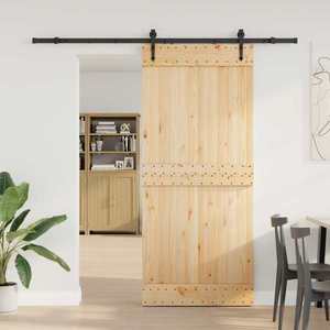 vidaXL Ușă glisantă NARVIK Natural și Negru 90 x 210 cm (213, 5 cm) imagine