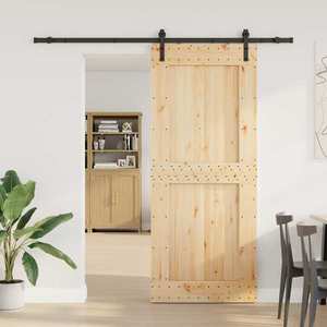 vidaXL Ușă glisantă NARVIK Natural și Negru 95 x 210 cm (213, 5 cm) imagine