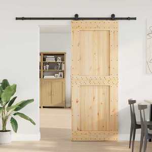 vidaXL Ușă glisantă NARVIK Natural și Negru 90 x 210 cm (213, 5 cm) imagine