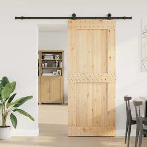 vidaXL Ușă glisantă NARVIK Natural și Negru 95 x 210 cm (213, 5 cm) imagine
