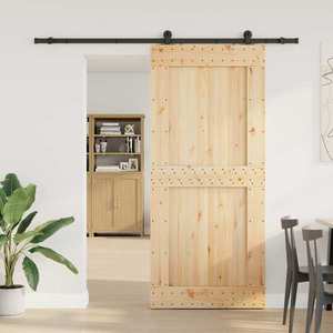 vidaXL Ușă glisantă NARVIK Natural și Negru 100 x 210 cm (213, 5 cm) imagine
