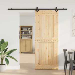vidaXL Ușă glisantă NARVIK Natural și Negru 90 x 210 cm (213, 5 cm) imagine