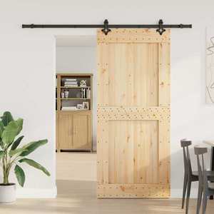 vidaXL Ușă glisantă NARVIK Natural și Negru 100 x 210 cm (213, 5 cm) imagine