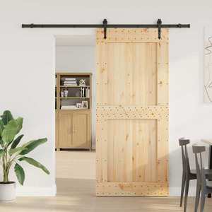 vidaXL Ușă glisantă NARVIK Natural și Negru 100 x 210 cm (213, 5 cm) imagine